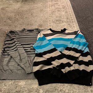 One O'Neill Gray and one HurleyBlue Striped Crewneck Sweaters. Men’s Medium.